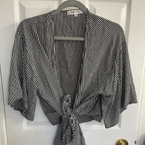 M Boutique Stripped Crop Front Tie